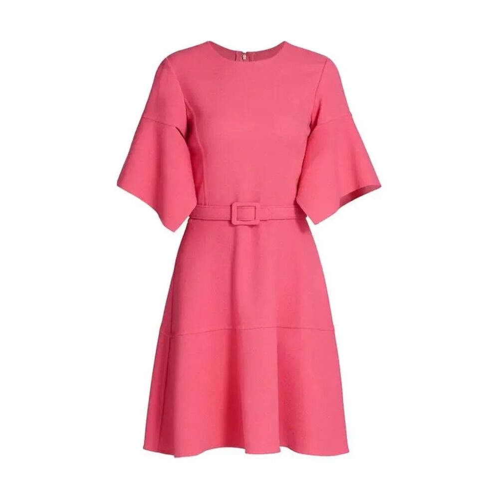 Oscar de la Renta  belted wool-blend gauze dress Size 4 pink